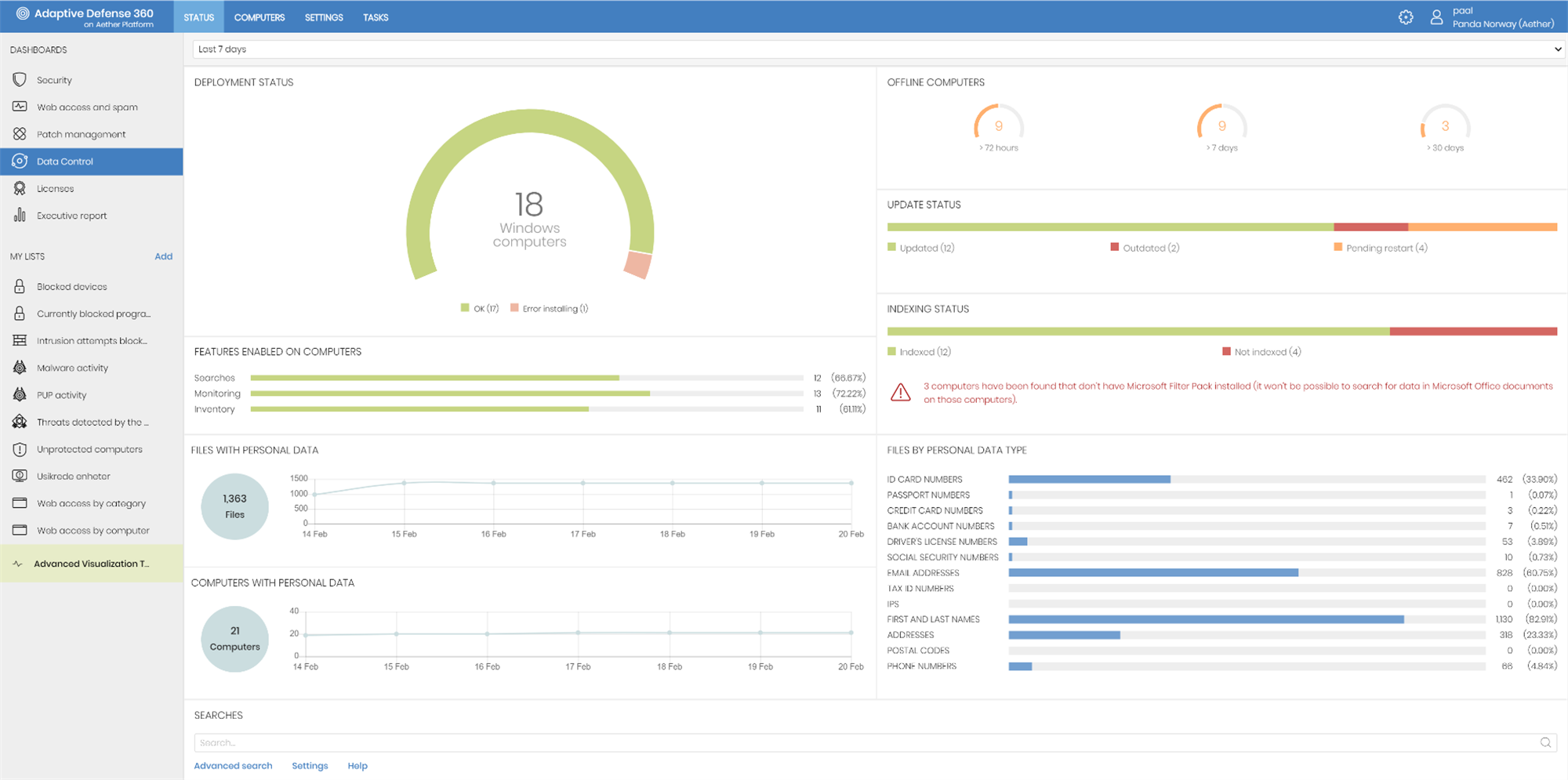 Data Control module i Panda Adaptive Defense 360